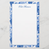 Chinoiserie Blauw & Wit Ginger Jar Bloemen Vazen Briefpapier (Voorkant)