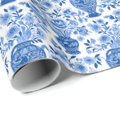 Chinoiserie Blauw & Wit Ginger Jar Bloemen Vazen Cadeaupapier (Rol Hoek)