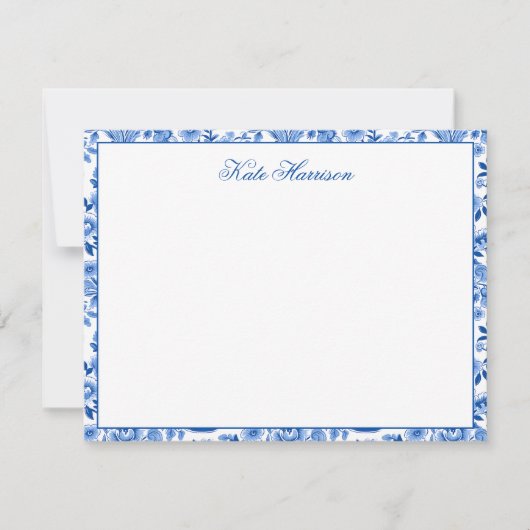 Chinoiserie Blauw & Wit Ginger Jar Bloemen Vazen Notitiekaartje (Voorkant)