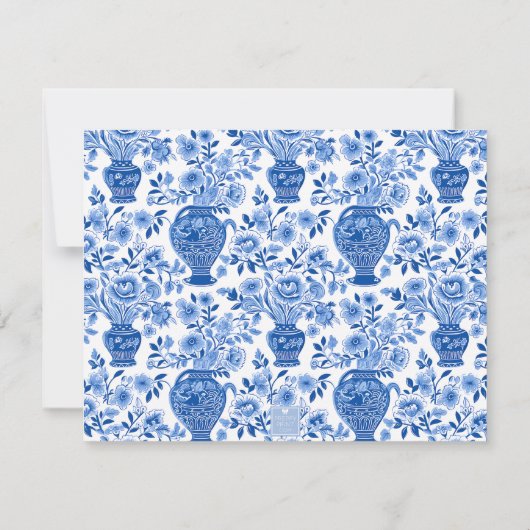 Chinoiserie Blauw & Wit Ginger Jar Bloemen Vazen Notitiekaartje (Achterkant)