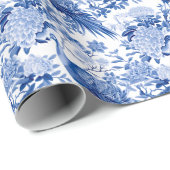 Chinoiserie Blauw & Wit Ginger Jar Bloemen Vogels Cadeaupapier (Rol Hoek)