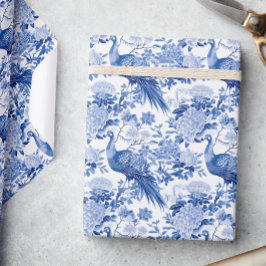 Chinoiserie Blauw & Wit Ginger Jar Bloemen Vogels Cadeaupapier