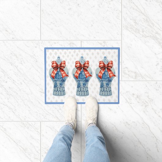 Chinoiserie Blauw Wit Ginger Jar Tapijt Deurmat (Binnen)