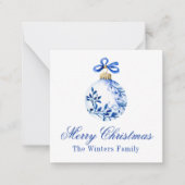 Chinoiserie Blauw & Wit Kerst Ornament Gift Notitiekaartje (Voorkant)