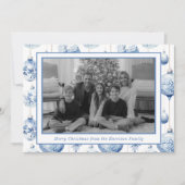 Chinoiserie Blauw & Wit Kerst Ornamenten Foto Feestdagenkaart (Voorkant)