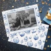 Chinoiserie Blauw & Wit Kerst Ornamenten Foto Feestdagenkaart