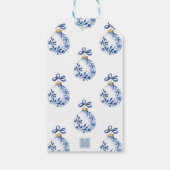 Chinoiserie Blauw & Wit Kerstornament Cadeaulabel (Achterkant)