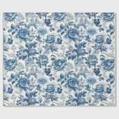 Chinoiserie Blauw Wit Pioenen Bloemen Decoupage Cadeaupapier (Vlak)