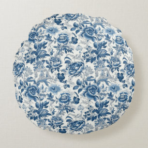 Chinoiserie Blauw Wit Pioenen Bloemen Home Decor Rond Kussen