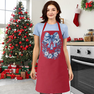 Chinoiserie Blauw Wit Rood Krans Bel Medium Schort