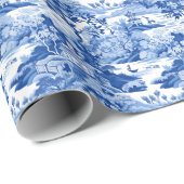 Chinoiserie Blauw & Wit Toile Pagodas Cadeaupapier (Rol Hoek)