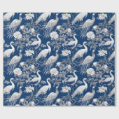 Chinoiserie Blauw Wit Vogels Schilderen Cadeaupapier (Vlak)