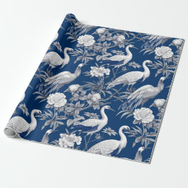Chinoiserie Blauw Wit Vogels Schilderen Cadeaupapier