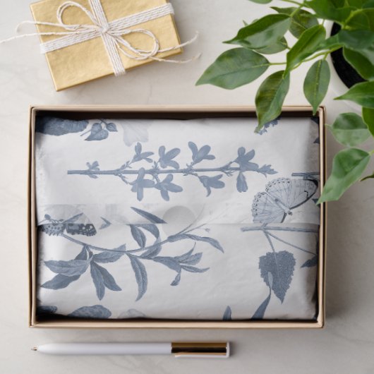 Chinoiserie Blauw Wit Wildbloem Bloemen Decoupage Tissuepapier (Geschenk)