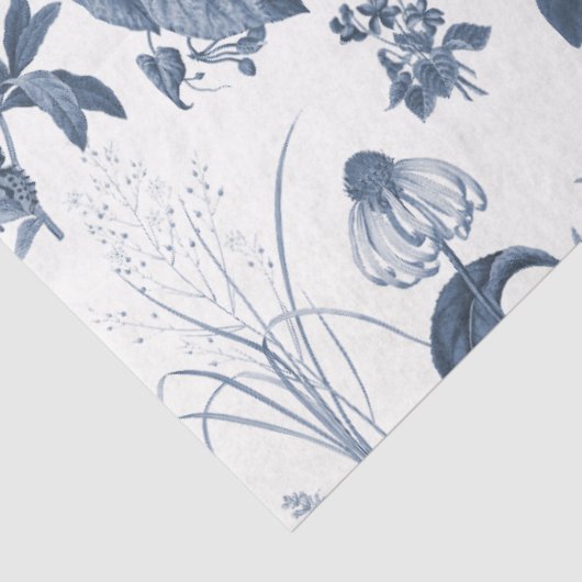 Chinoiserie Blauw Wit Wildbloem Bloemen Decoupage Tissuepapier (Detail)