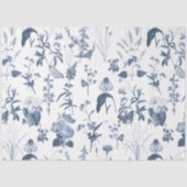Chinoiserie Blauw Wit Wildbloem Bloemen Decoupage Tissuepapier (Voorkant)