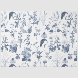 Chinoiserie Blauw Wit Wildbloem Bloemen Decoupage Tissuepapier