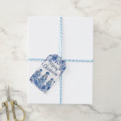 Chinoiserie Blauw Witte Bloem Soldaten Notenkraker Cadeaulabel (Met Touw)