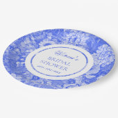 Chinoiserie Blauw Witte Bruidsdouche  Papieren Bordje (Gekanteld)