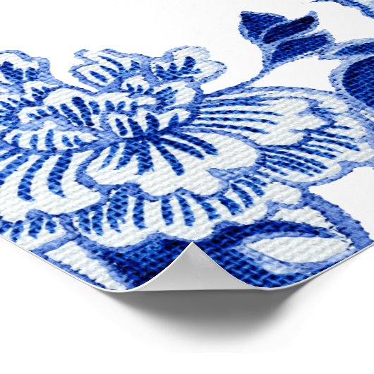 Chinoiserie Blauw Witte Bruidslunch Poster (Hoek)