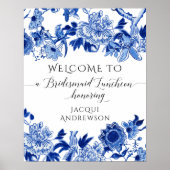 Chinoiserie Blauw Witte Bruidslunch Poster (Voorkant)
