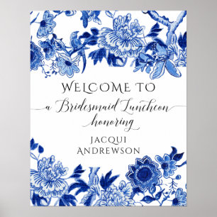 Chinoiserie Blauw Witte Bruiloft Luncheon  Poster