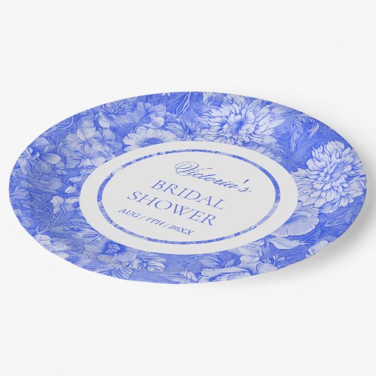 Chinoiserie Blauw Witte Bruiloft  Papieren Bordje (Gekanteld)