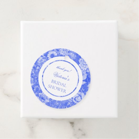 Chinoiserie Blauw Witte Bruiloftsdouche Bedankjes Labels (In situ)