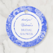 Chinoiserie Blauw Witte Bruiloftsdouche Bedankjes Labels (Voorkant)