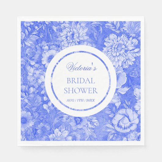 Chinoiserie Blauw Witte Bruiloftsdouche Servet (Voorkant)
