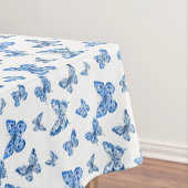  Chinoiserie Blauw Witte Vlinder Rozen Tafelkleed (Voorbeeld)