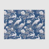 Chinoiserie Blauw Witte Vogels Schilderen Decoupag Tissuepapier (Voorkant)