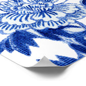 Chinoiserie Blauw Witte Welkom Vogel Loof Bruids- Poster (Hoek)