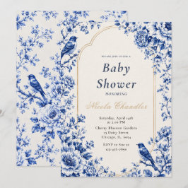 Chinoiserie Blauwe Baby Shower Kaart