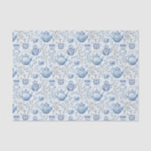 Chinoiserie Blauwe Bloem Bruidsfeest Tissuepapier (Voorkant)