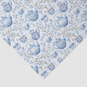 Chinoiserie Blauwe Bloem Bruidsfeest Tissuepapier (Detail)