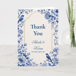 Chinoiserie Blauwe Bloem Bruiloft Bedankkaart