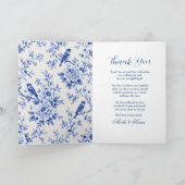 Chinoiserie Blauwe Bloem Bruiloft Bedankkaart (Binnen)