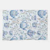 Chinoiserie Blauwe Bloem Bruiloft Borrel Theedoek (Horizontaal)