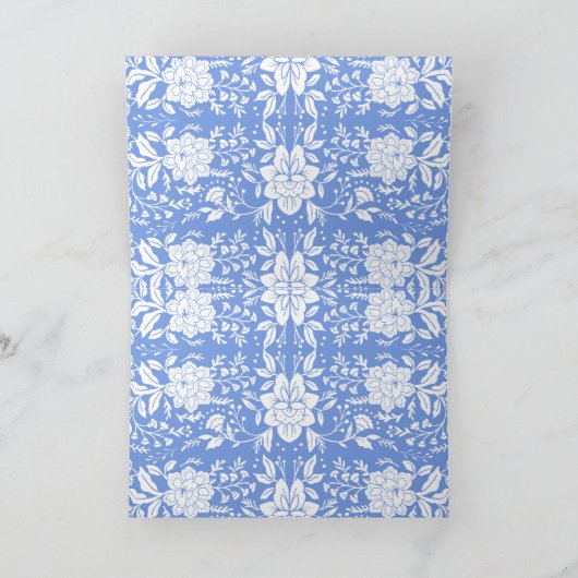 Chinoiserie Blauwe Bloem Bruiloft Dank Je Bedankkaart (Binnen)