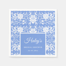 Chinoiserie Blauwe Bloem Bruiloft Shower Papieren 