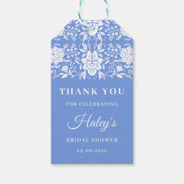 Chinoiserie Blauwe Bloem Bruiloftsdouche Cadeaulabel