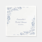 Chinoiserie Blauwe Bloemachtige Bruiloftsdouche Servet (Voorkant)