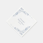 Chinoiserie Blauwe Bloemachtige Bruiloftsdouche Servet (Hoek)