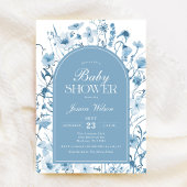 Chinoiserie Blauwe Bloemen Baby Boy Douche Kaart