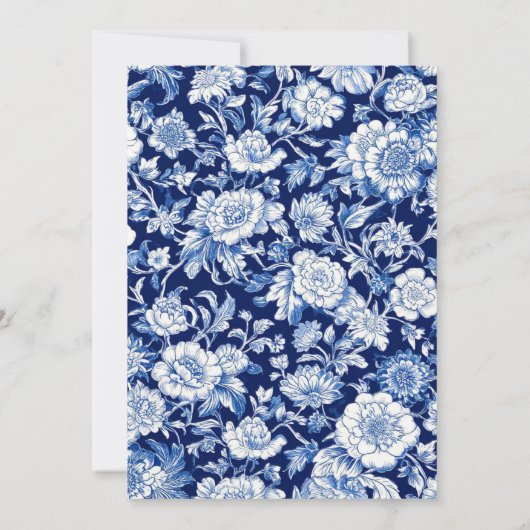 Chinoiserie Blauwe Bloemen Bruids Douche Uitnodigi Kaart (Achterkant)