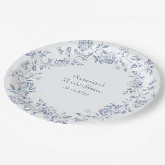 Chinoiserie Blauwe Bloemige Bruiloft  Papieren Bordje (Gekanteld)