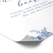 Chinoiserie Blauwe Bloemige Huwelijks Gastboek Bor Poster (Hoek)