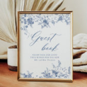 Chinoiserie Blauwe Bloemige Huwelijks Gastboek Bor Poster