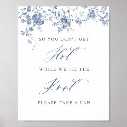 Chinoiserie blauwe bloemige huwelijksliefde-herinn poster (Voorkant)